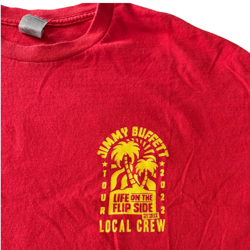 Jimmy Buffett 2022 Tour Shirt Local Crew Life on the Flip Side Redux XL Red Rare